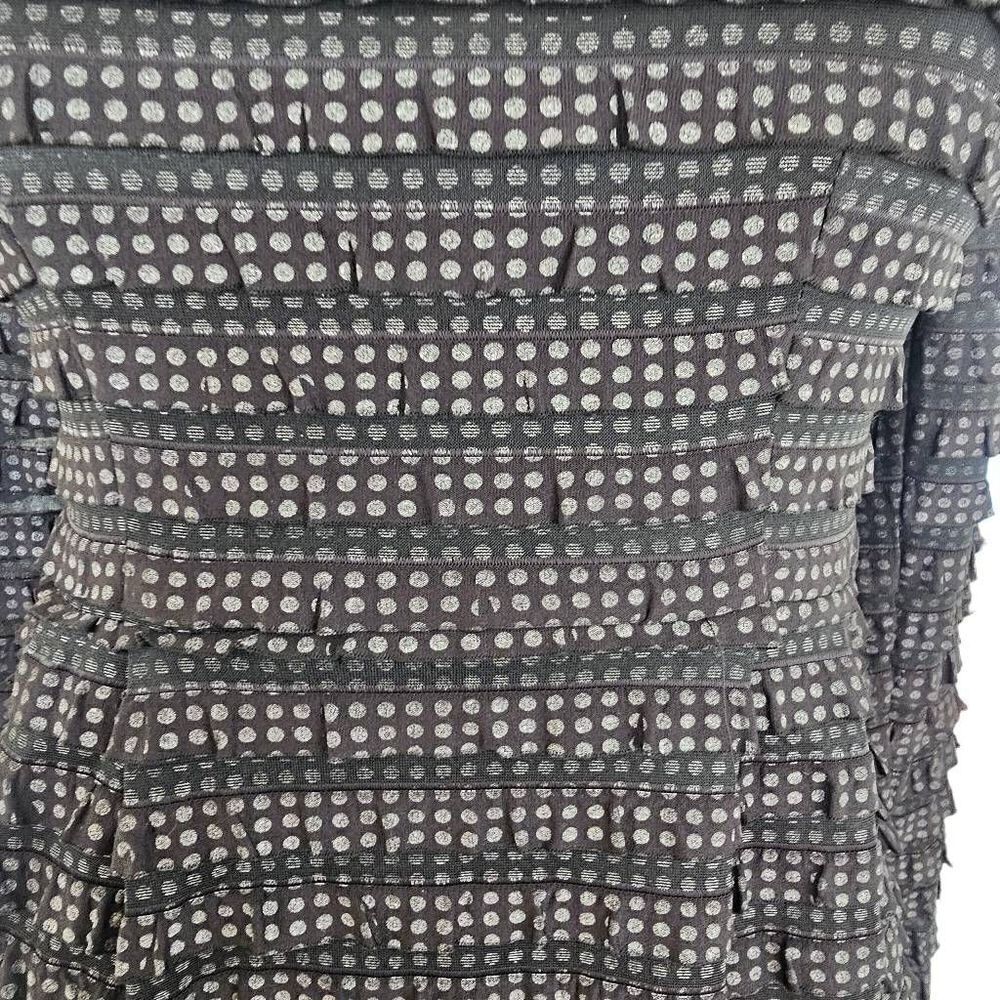 Nanette Lepore womens Sz 0 black silver polkadots ruffled dress - Picture 3 of 9